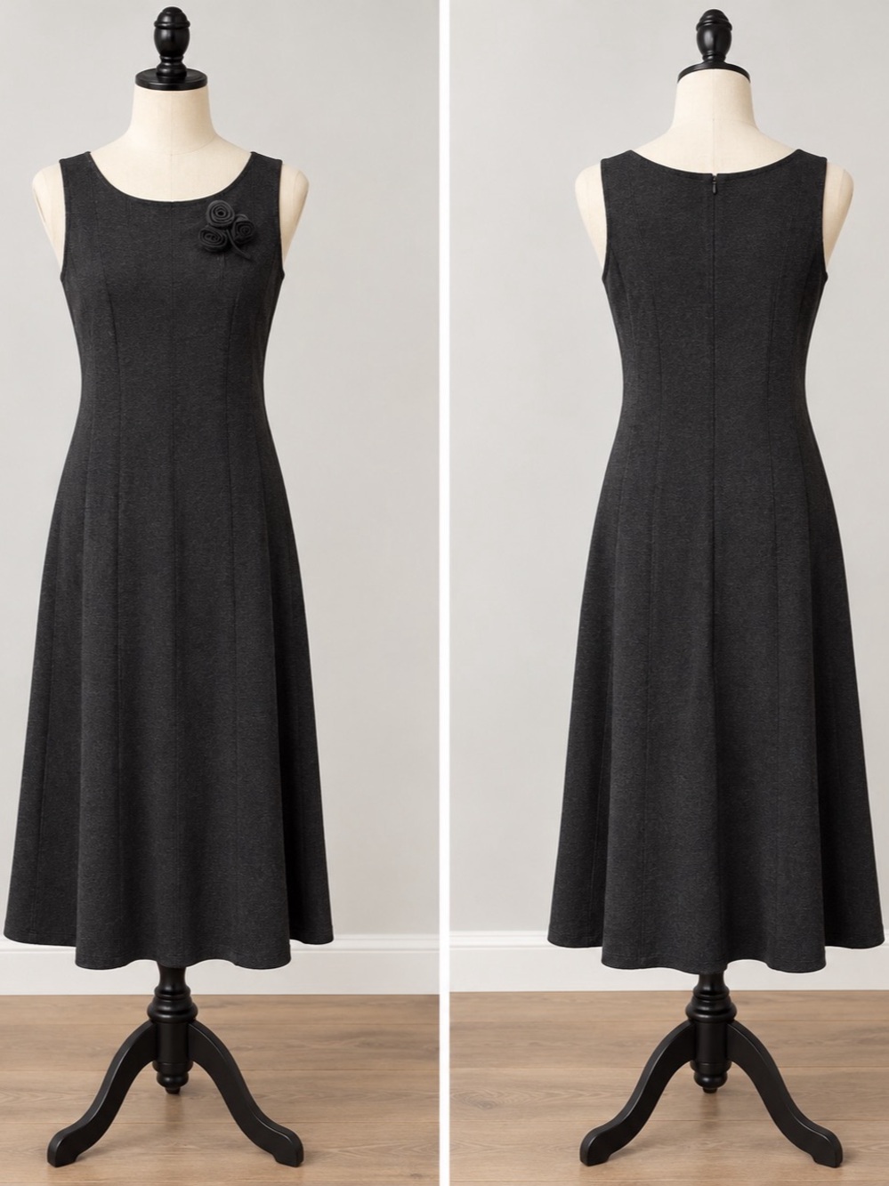 KS collection Black Midi Dress Size 10 Like New